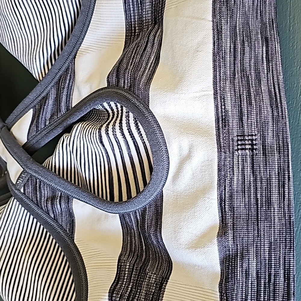 Danskin Now gray and‎ white striped sports bra. Razor back. - Picture 3 of 7